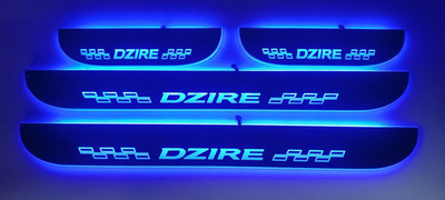NATIONAL AUTO Black Plate Car Door Foot Step Led Sill Plate for DZIRE . (Set of 4 Pcs) Door Sill Plate