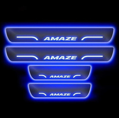 RohanEshop Mirror Finish Car Door Foot Step LED Sill Plate for AMAZE (Set of 4, Blue) Door Sill Plate