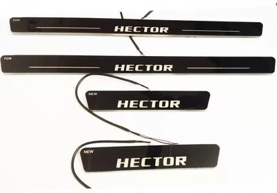 NATIONAL AUTO Black Plate Car Door Foot Step Led Sill Plate for HECTOR . (Set of 4 Pcs) Door Sill Plate