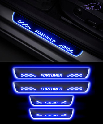 FABTEC Mirror Finish Car Door Foot Step LED Sill Plate for Fortuner (Set of 4, Blue) Door Sill Plate