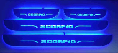 NATIONAL AUTO Black Plate Car Door Foot Step Led Sill Plate for SCORPIO . (Set of 4 Pcs) Door Sill Plate
