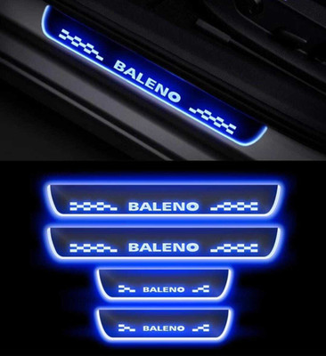 RohanEshop Mirror Finish Car Door Foot Step LED Sill Plate for Baleno (Set of 4, Blue) Door Sill Plate