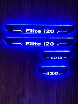 NATIONAL AUTO CElite i-20 Black Edition Door Sill Plate with Blue LED – Enhance Car Exterior Door Sill Plate