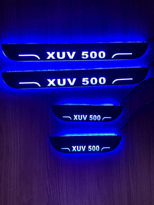 NATIONAL AUTO CSet of 4 Car Accessories door sill plates with blue light for XUV 500 Door Sill Plate