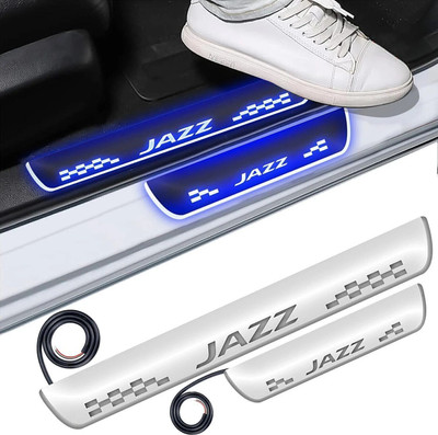 FABTEC Mirror Finish Car Door Foot Step LED Sill Plate for Jazz (Set of 4, Blue) Door Sill Plate
