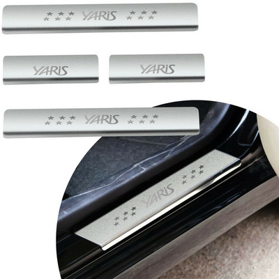 DRJ TECHNO Door Sill/Foot Step Stainless Steel Plates Set of 4 for Toyota Yaris Door Sill Plate