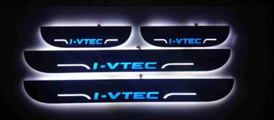 NATIONAL AUTO Black Plate Car Door Foot Step Led Sill Plate for I-VTEC . (Set of 4 Pcs) Door Sill Plate