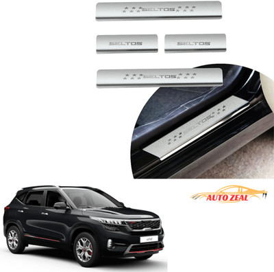 AutoZeal Stainless Steel Door Sill Plates/Foot Steps Scuff Plates for Seltos All Models Door Sill Plate