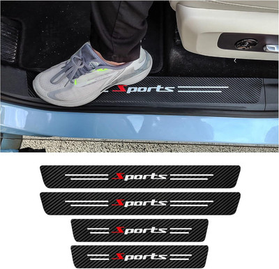 AutoBizarre 4 Pcs Black Carbon Fiber Sports Car Foot Step Sticker Anti-Scratch Sill Guard Door Sill Plate