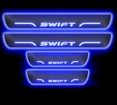 NATIONAL AUTO Mirror Finish Car Door Foot Step Led Sill Plate for SWIFT . (Set of 4 Pcs) Door Sill Plate