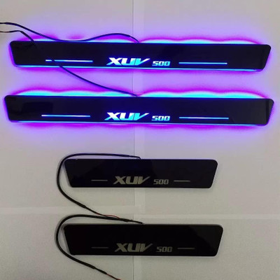 NATIONAL AUTO Black Plate Car Door Foot Step Led Sill Plate for XUV 500 . (Set of 4 Pcs) Door Sill Plate