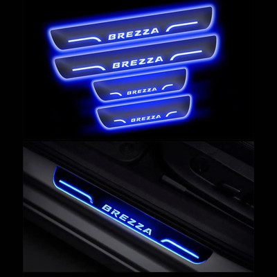 surestrive Balck Beauty Car Footstep with Led Door Sill Scuff Plate for Brezza All Model Door Sill Plate