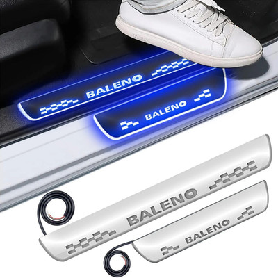 FABTEC Car Mirror Finish Door Foot Step LED Sill Plate for Baleno (Set of 4, Blue) Door Sill Plate