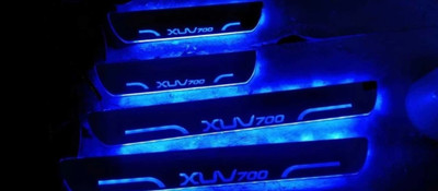 NATIONAL AUTO Black Plate Car Door Foot Step Led Sill Plate for XUC-700 . (Set of 4 Pcs) Door Sill Plate