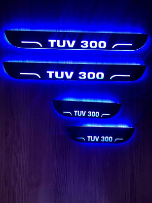 NATIONAL AUTO CSet of 4 Car Accessories door sill plates with blue light for TUV 300 Door Sill Plate