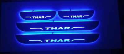 NATIONAL AUTO Black Plate Car Door Foot Step Led Sill Plate for THAR . (Set of 4 Pcs) Door Sill Plate