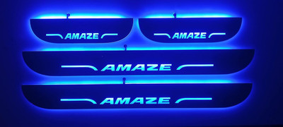NATIONAL AUTO Black Plate Car Door Foot Step Led Sill Plate for AMAZE . (Set of 4 Pcs) Door Sill Plate