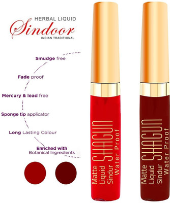 THTC Best Long Stay Liquid Sindoor Red & Maroon with Sponge-Tip- Applicator Combo LIQUID(Maroon, Red)
