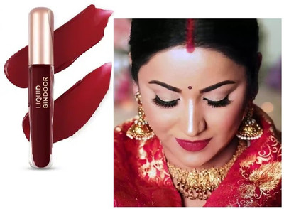 Jiwoo Liquid Sindoor Maroon with Sponge-Tip- Applicator- Long lasting Liquid (Maroon) liquid(Maroon)