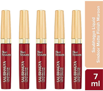 BLUE HEAVEN SAUBHAGYA LIQUID SINDOOR MATTE LONG STAY 7ML PACK OF 5 LIQUID SINDOOR(Maroon)