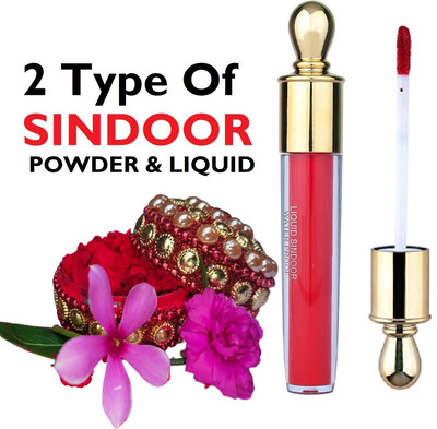 JANOST Two Type Beautiful Powder & Liquid Sindoor Red with Herbs Extracts POWDER & LIQUID(Red)