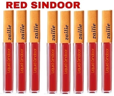 Zailie Red Liquid Sindoor Red With Sponge-Tip set of 8 liquid sindoor(Red)