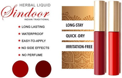 THTC Best Long Stay Liquid Sindoor Red And Maroon with Sponge-Tip- Applicator LIQUID(Maroon, Red)
