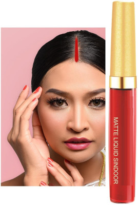 Luster Shine Smudge-Proof Velvet Matte Finish Sindoor Sponge Tip Applicator Liquid(Red)