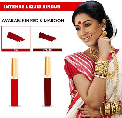 MYEONG Waterproof And Long Lasting Quick Drying Maroon & Red Color Sindoor LIQUID(Maroon, Red)