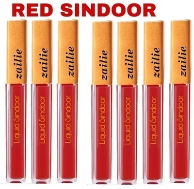 Zailie Red Liquid Sindoor Red With Sponge-Tip set of 7 liquid sindoor(Red)