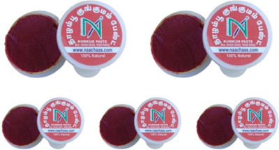 NAACHAAS Natural Thazhampoo Sindoor/KumKum Paste Forehead/Puja - Pack of 5 paste(Red)