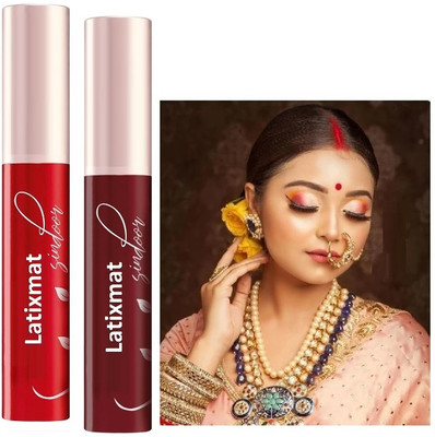 Latixmat Highly Pigmented Liquid Matte Finish With Rich Color Pay-Off Sindoor Liquid(Red, Mroon)