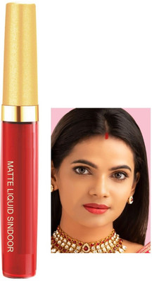 Luster Shine Smudge-Proof Crease-Proof Sindoor with Sponge Tip Applicator Liquid(Red)