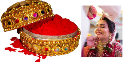 AMOSFIA Red Sindoor with silver mote handcrafted box powder SINDOOR(Red)