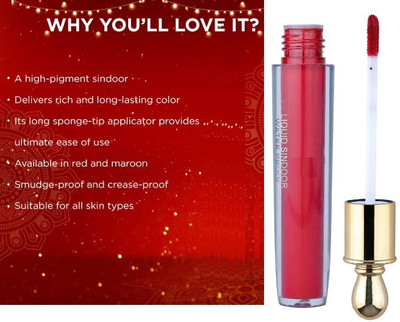 SEUNG Bridal Glam Liquid Waterproof Sindoor Red - 5 ML MATTE(Red)