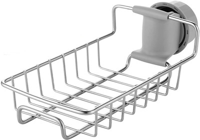 RHHG E COM Kitchen Sink Faucet Sponge Holder Stainless Steel Hanging Drain Rack Sink Sponge Holder(Stainless Steel)