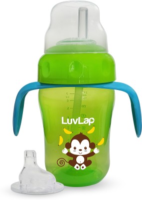 LuvLap Banana Time Sipper / Sippy Cup 210ml, Anti-Spill Design with Soft Silicone Spout and Straw, 6m+ (Green)(Green)