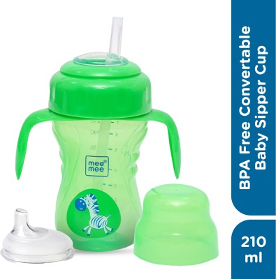 MeeMee Baby Sipper cup BPA free convirtable for toddler kid , soft spout straw mug(Green)