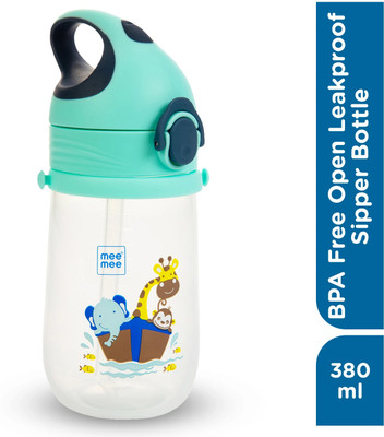 MeeMee Easy-Open Leakproof Sipper Bottle Soft Silicone Straw, BPA-Free(Blue)
