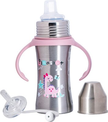 Adore Twilight 2in 1 Stainless Steel Sipper with Twin Handle 250ml(Pink Dino)