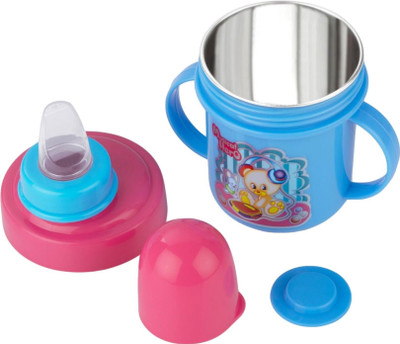 Nabhya Stainless Steel Plastic Baby Spout Sipper Cup for Kids Age 3-18 Months-(250ml)(Light Blue)