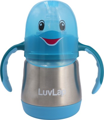 LuvLap 3 in 1 Steel Baby Bottle Cum Sipper 240ml, Made of SS304 Steel, 3m+(Blue)