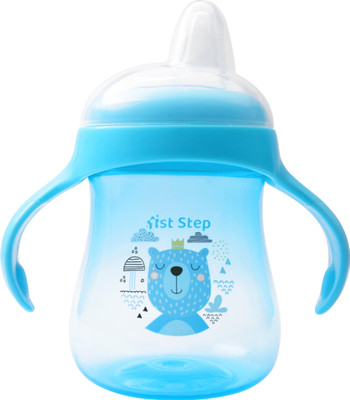 1st Step Matte Collection BPA Free Soft Spout Sipper With Twin Handles for Easy Grip(Blue)