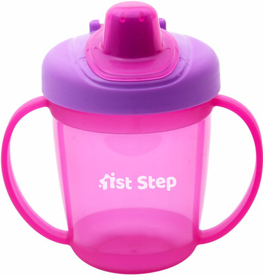 1st Step BPA Free Anti-Spill Hard Spout Baby Sipper Cup with Twin Handle & Cover - 250ml(Pink)