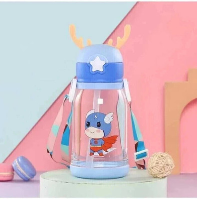 Naartjie Deer Horn Cartoon Design Sipper Water Bottle for school Kids with Lock cap(Blue)