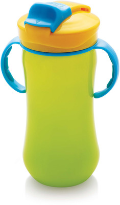 Laserbot Twin Handle Hard Spout Sipper/Sippy for Kids Milk Feeding 440 ML(Green)