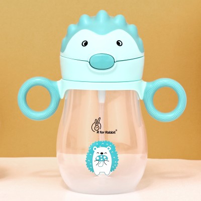 R for Rabbit Spikey Baby Straw Sipper Bottle 320 ML | Anti Spill Sippy Cup With Gravity Ball(Lake Blue)