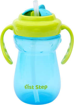1st Step BPA Free Anti-Spill Soft Silicone Straw Baby Sipper Cup with Twin Handle- 360ml(Blue)
