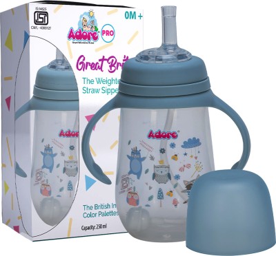 Adore Great Britain! The Weighted Straw Sipper w Twin Handle- Ergonomic- Spill Proof(Blue)