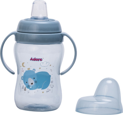 Adore ARRO Soft Spout Sipper with Dust Free Cap and Twin Handle- 270ml(Blue)